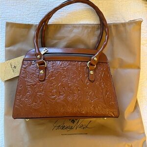 Patricia Nash Brown Embossed Leather Satchel